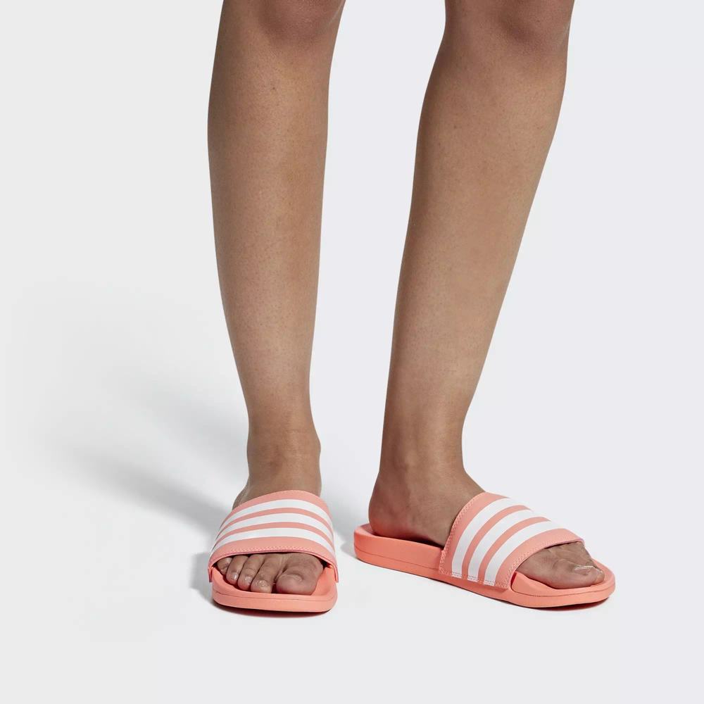 Adidas Adilette Cloudfoam Plus Stripes Chanclas Naranjas Para Mujer (MX-58277)